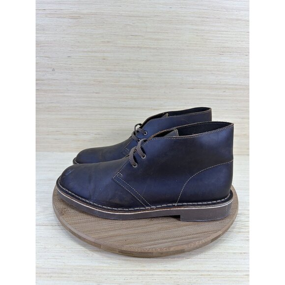 Clarks Bushacre 3 Dark Brown Leather Chuka Boots Mens Size 9 - Picture 1 of 8